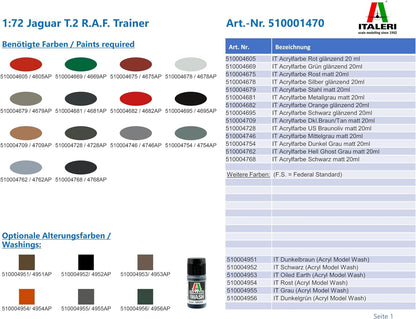 Italeri 1470 1:72 Jaguar T.2 R.A.F. Trainer, Standing Model Building, Crafts, Hobbies, Gluing, Plastic kit, Detailed