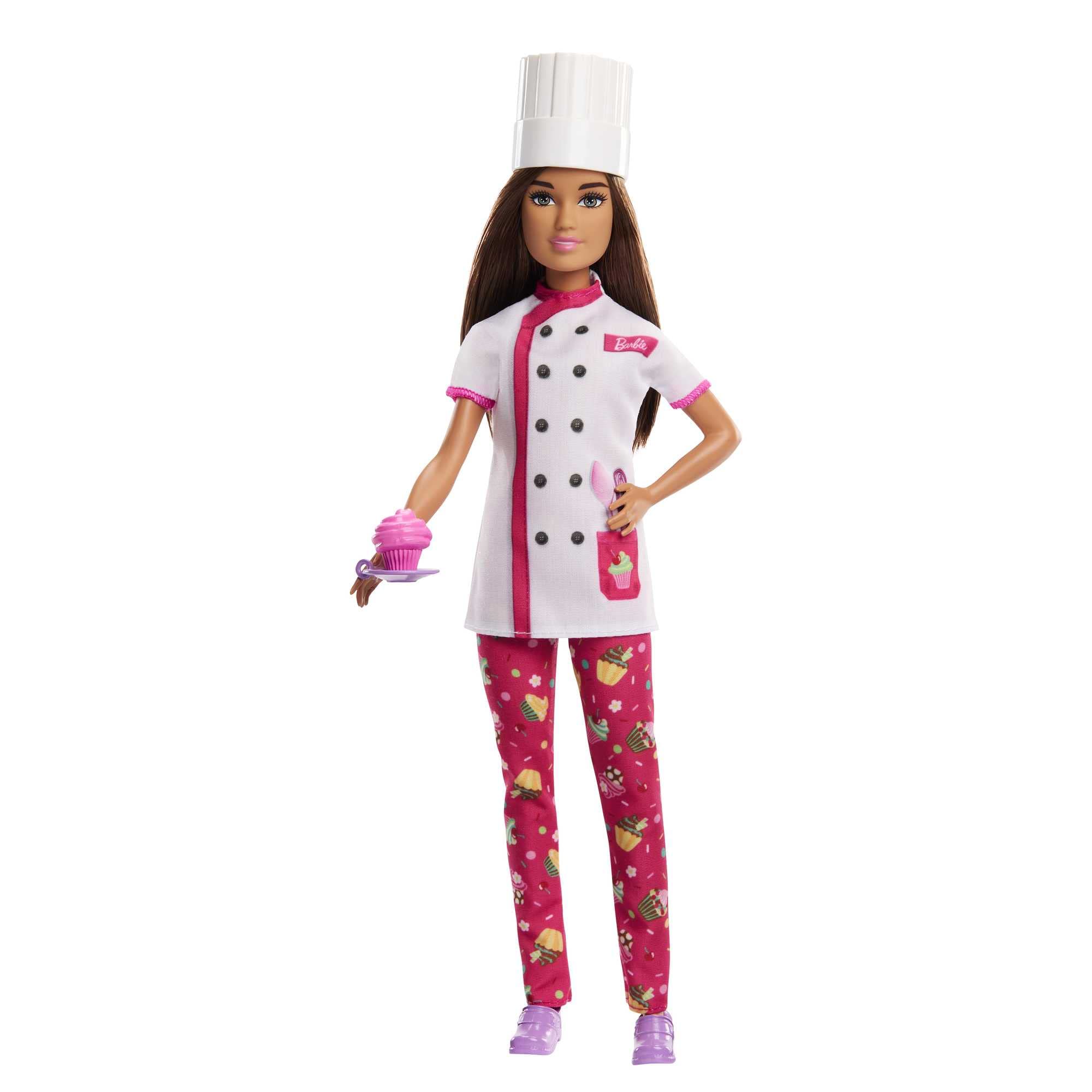 Barbie Doll & Accessories, Career Pastry Chef Doll with Hat, and Cake Slice, HKT67