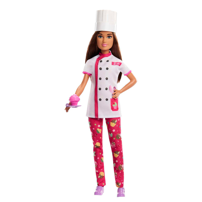 Barbie Doll & Accessories, Career Pastry Chef Doll with Hat, and Cake Slice, HKT67