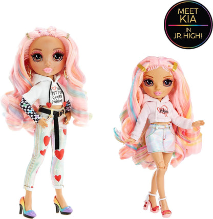Rainbow Junior High Special Edition - KIA HART - 9"/22.86cm Pink Posable Fashion Doll with Accessories and Open/Close Soft Backpack - Great Toy Gift for Kids Ages 4-12