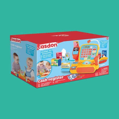 Casdon Cash Register. Toy Shopping Till Set with Working Calculator, Scanner, Pretend Money, Play Food, and More. Suitable for Preschool Toys. Playset for Children Aged 3+ , Multicolor