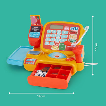 Casdon Cash Register. Toy Shopping Till Set with Working Calculator, Scanner, Pretend Money, Play Food, and More. Suitable for Preschool Toys. Playset for Children Aged 3+ , Multicolor