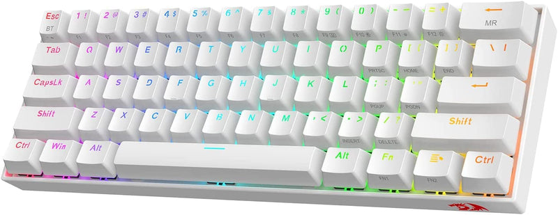 Redragon White Mechanical Wireless Gaming Keyboard | K530W-Pro Draconic 60% 61 Keys TKL | 2.4GHz Bluetooth 3.0-5.0 USB | Compact Gamer Keyboard | Brown Switches | RGB Lighting