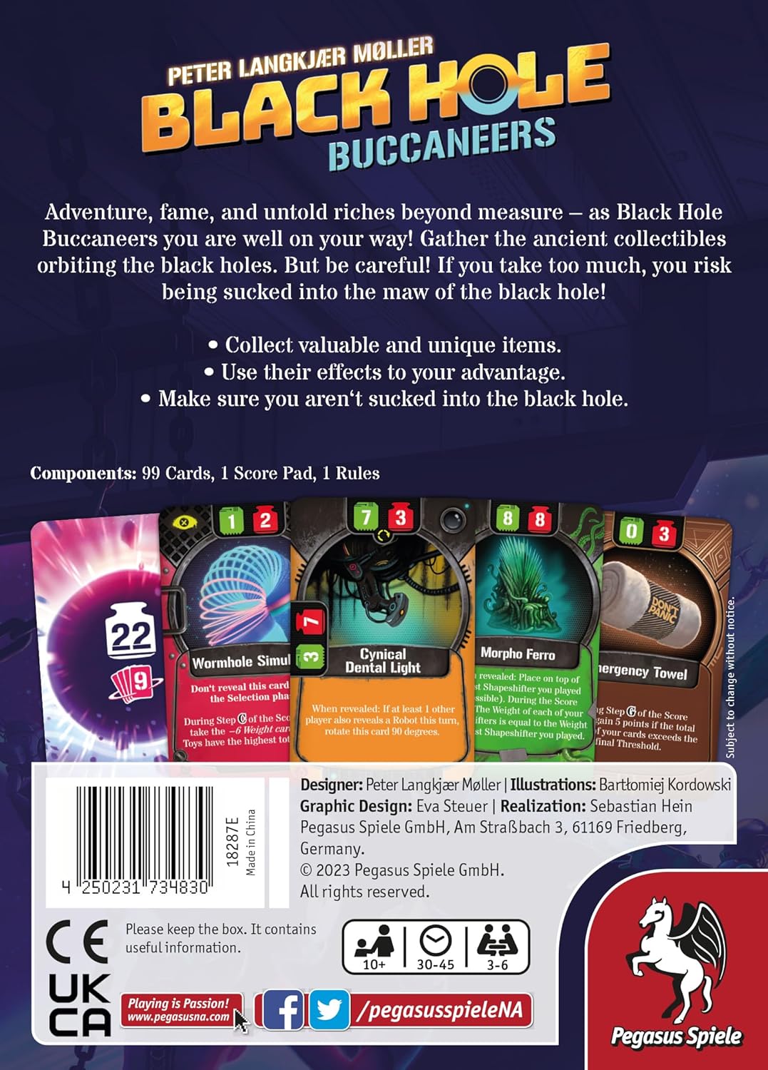 Pegasus Spiele- Black Hole Buccaneers (English Edition) Juegos de Cartas, Color Negro (PES18287E