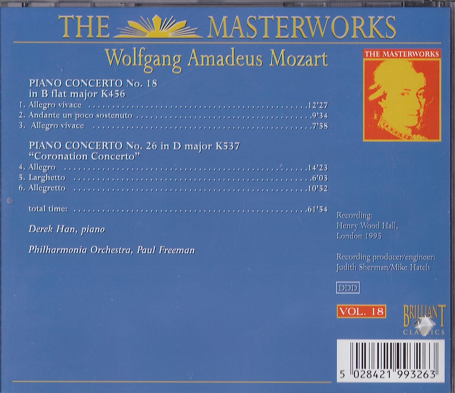 MOZART: Piano Concertos 18 & 26