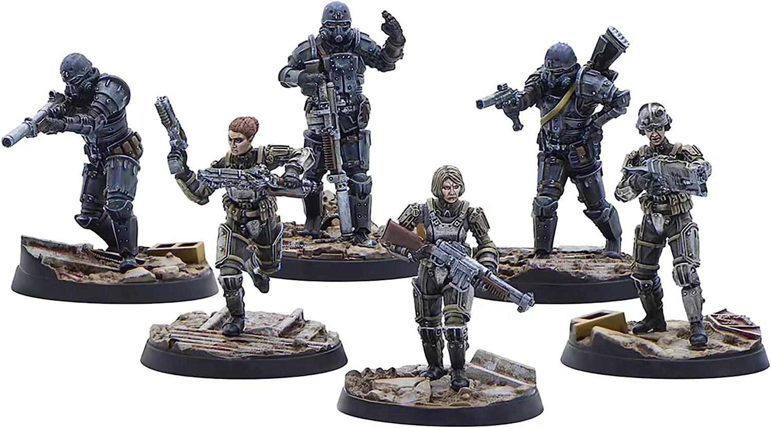 Fallout Wasteland Warfare: Brotherhood of Steel - Combat Patrol - 6 Miniature, Unpainted, 32mm Figure, RPG