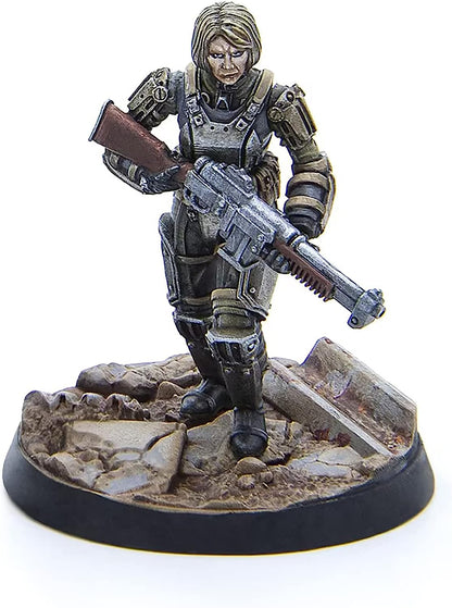 Fallout Wasteland Warfare: Brotherhood of Steel - Combat Patrol - 6 Miniature, Unpainted, 32mm Figure, RPG