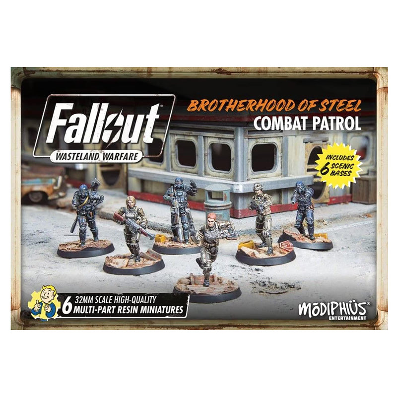 Fallout Wasteland Warfare: Brotherhood of Steel - Combat Patrol - 6 Miniature, Unpainted, 32mm Figure, RPG