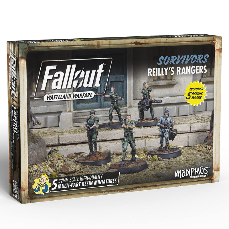 Fallout Wasteland Warfare: Survivors: Reilly's Rangers - 5 Miniatures, 32mm Unpainted Resin Figures, Capital Wave RPG