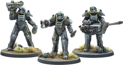 Modiphius Entertainment Ltd Fallout Wasteland Warfare: Brotherhood of Steel - Heavy Armor (T45) - 3 Miniatures, 32mm Unpainted Figures