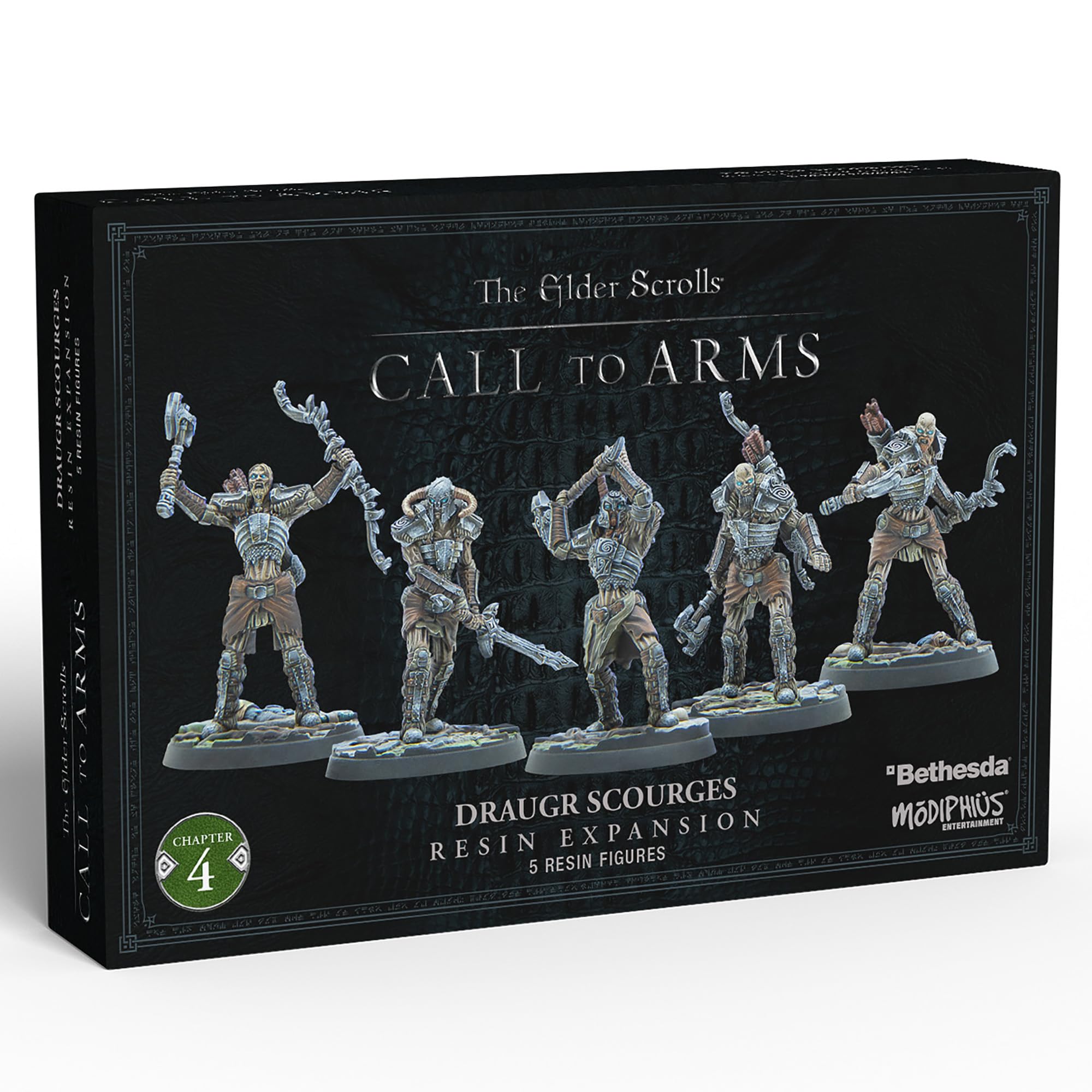 Modiphius: The Elder Scrolls: Call to Arms: Draugr Scourges - 5 Figure Resin Expansion, Chapter 4, Unpainted, 32mm Miniatures with Scenic Bases, RPG