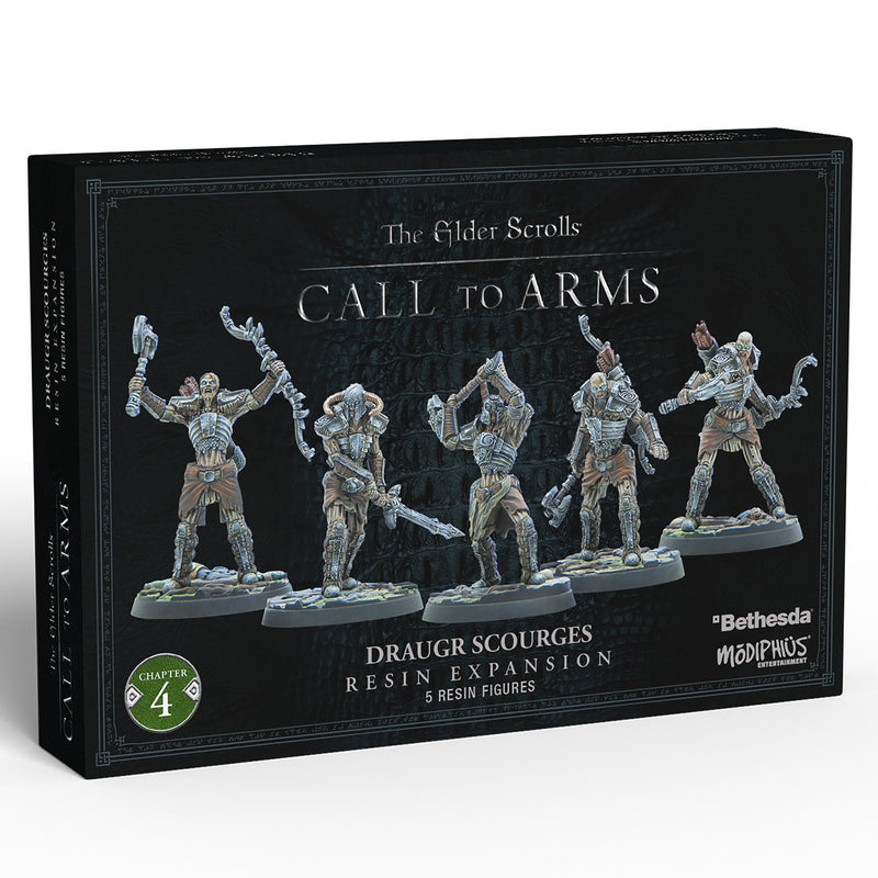 Modiphius: The Elder Scrolls: Call to Arms: Draugr Scourges - 5 Figure Resin Expansion, Chapter 4, Unpainted, 32mm Miniatures with Scenic Bases, RPG