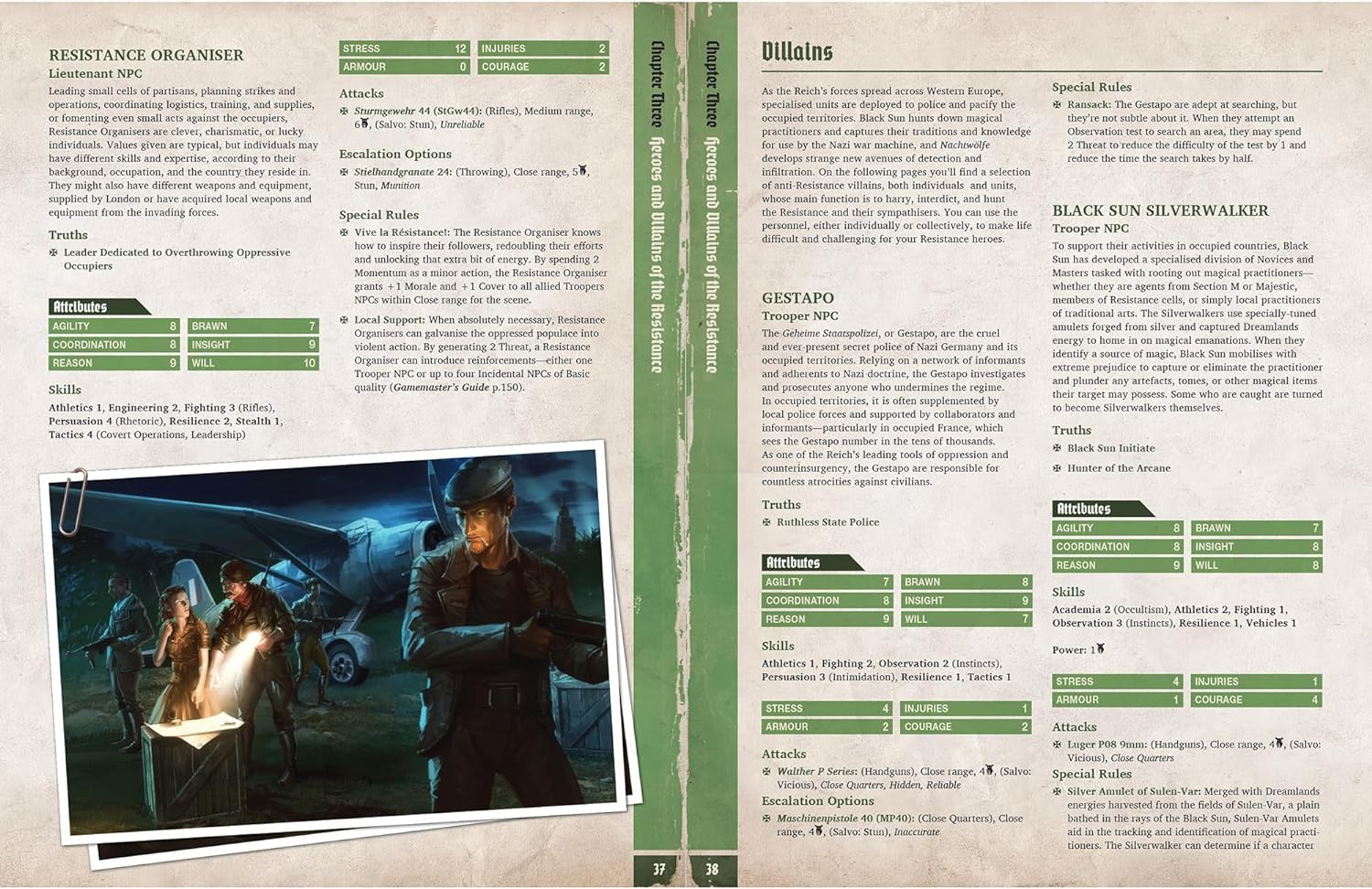 Modiphius: Achtung! Cthulhu 2d20: Vive La Resistance-Issue No. 9 - RPG Softcover Expansion Book, Complete Field Manual for Resistance Operatives