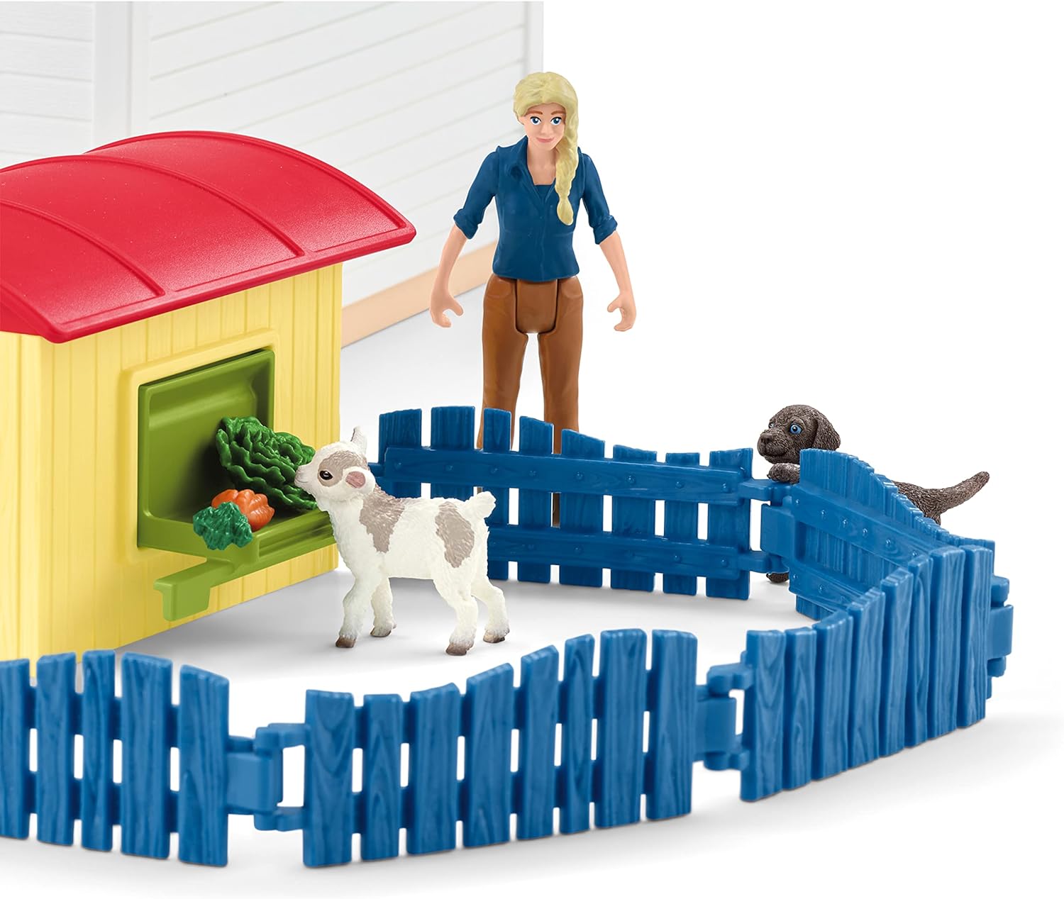 schleich FARM WORLD 42607 Bauernhof Baby Tierhotel mit Tierpflegerin - Großes 54-teiliges Tiere Spielset mit Hund, Katze, Hase und Zubehör, Fantasievolles Bauernhof Spielzeug ab 3