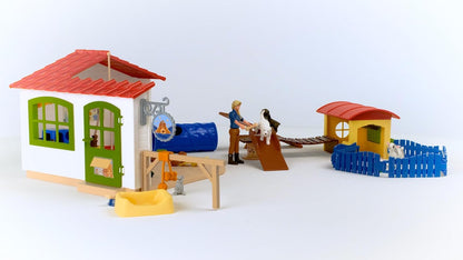 schleich FARM WORLD 42607 Bauernhof Baby Tierhotel mit Tierpflegerin - Großes 54-teiliges Tiere Spielset mit Hund, Katze, Hase und Zubehör, Fantasievolles Bauernhof Spielzeug ab 3