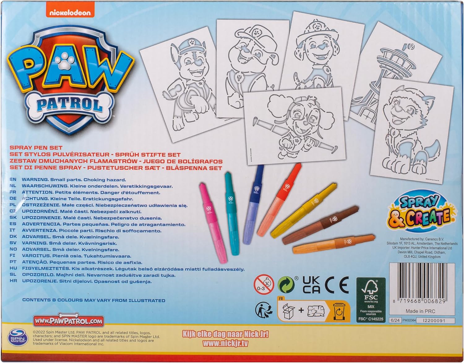 PAW PATROL - Sprühstift-Set - Malstifte für Kinder - Malset mit Buntstiften und Malvorlagen (PW22364