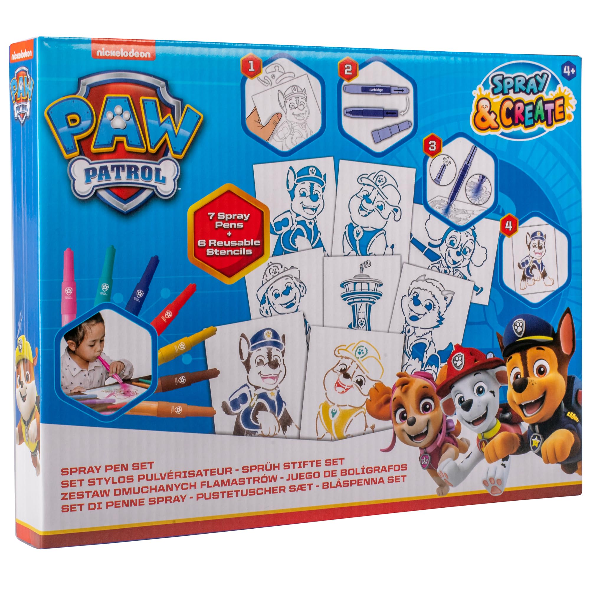 PAW PATROL - Sprühstift-Set - Malstifte für Kinder - Malset mit Buntstiften und Malvorlagen (PW22364