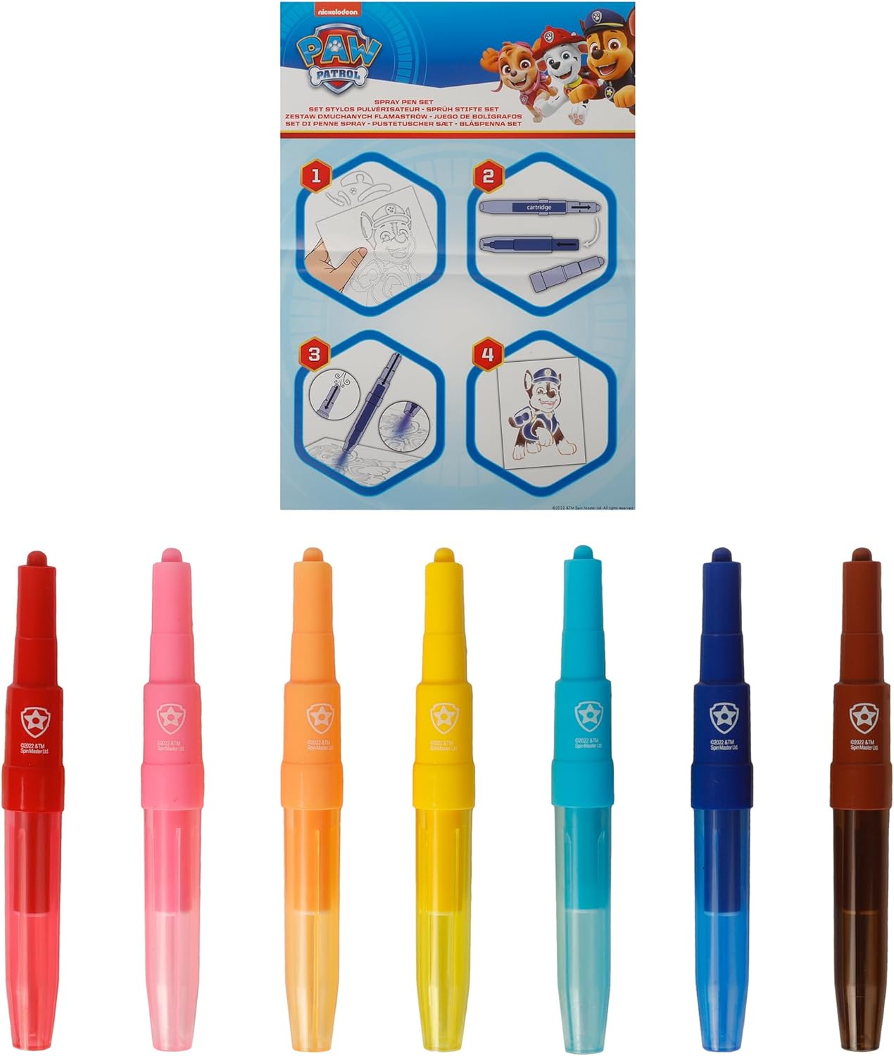 PAW PATROL - Sprühstift-Set - Malstifte für Kinder - Malset mit Buntstiften und Malvorlagen (PW22364