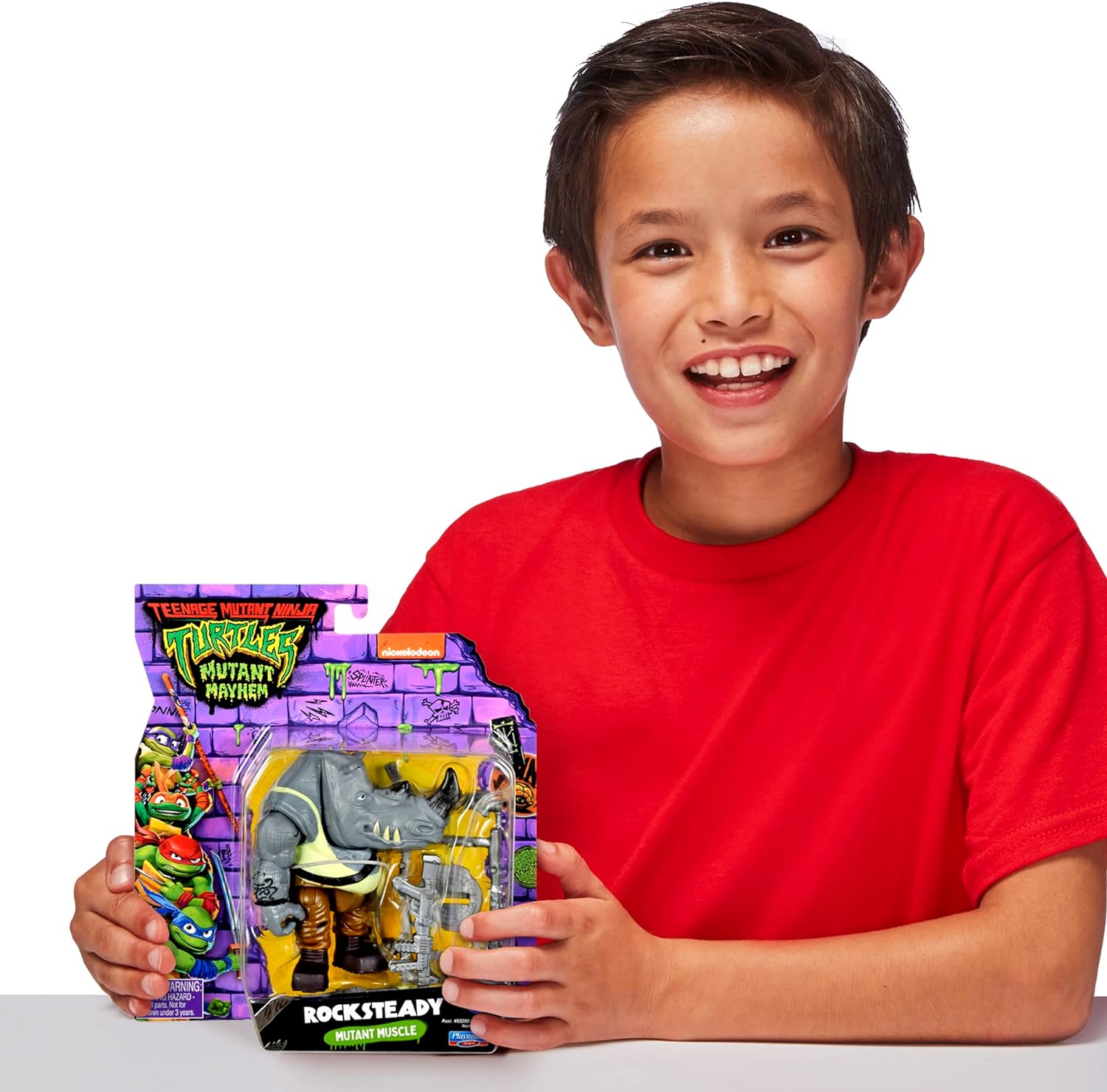 Teenage Mutant Ninja Turtles: Mutant Mayhem 4-Inch Rocksteady Basic Action Figure. Ideal present for boys 4 to 7 years and TMNT fans!