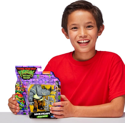 Teenage Mutant Ninja Turtles: Mutant Mayhem 4-Inch Rocksteady Basic Action Figure. Ideal present for boys 4 to 7 years and TMNT fans!