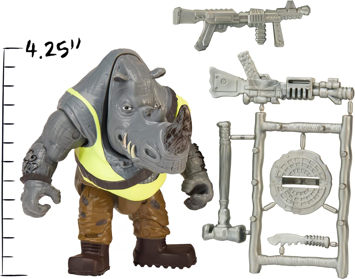 Teenage Mutant Ninja Turtles: Mutant Mayhem 4-Inch Rocksteady Basic Action Figure. Ideal present for boys 4 to 7 years and TMNT fans!