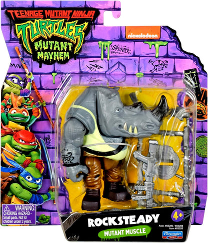 Teenage Mutant Ninja Turtles: Mutant Mayhem 4-Inch Rocksteady Basic Action Figure. Ideal present for boys 4 to 7 years and TMNT fans!