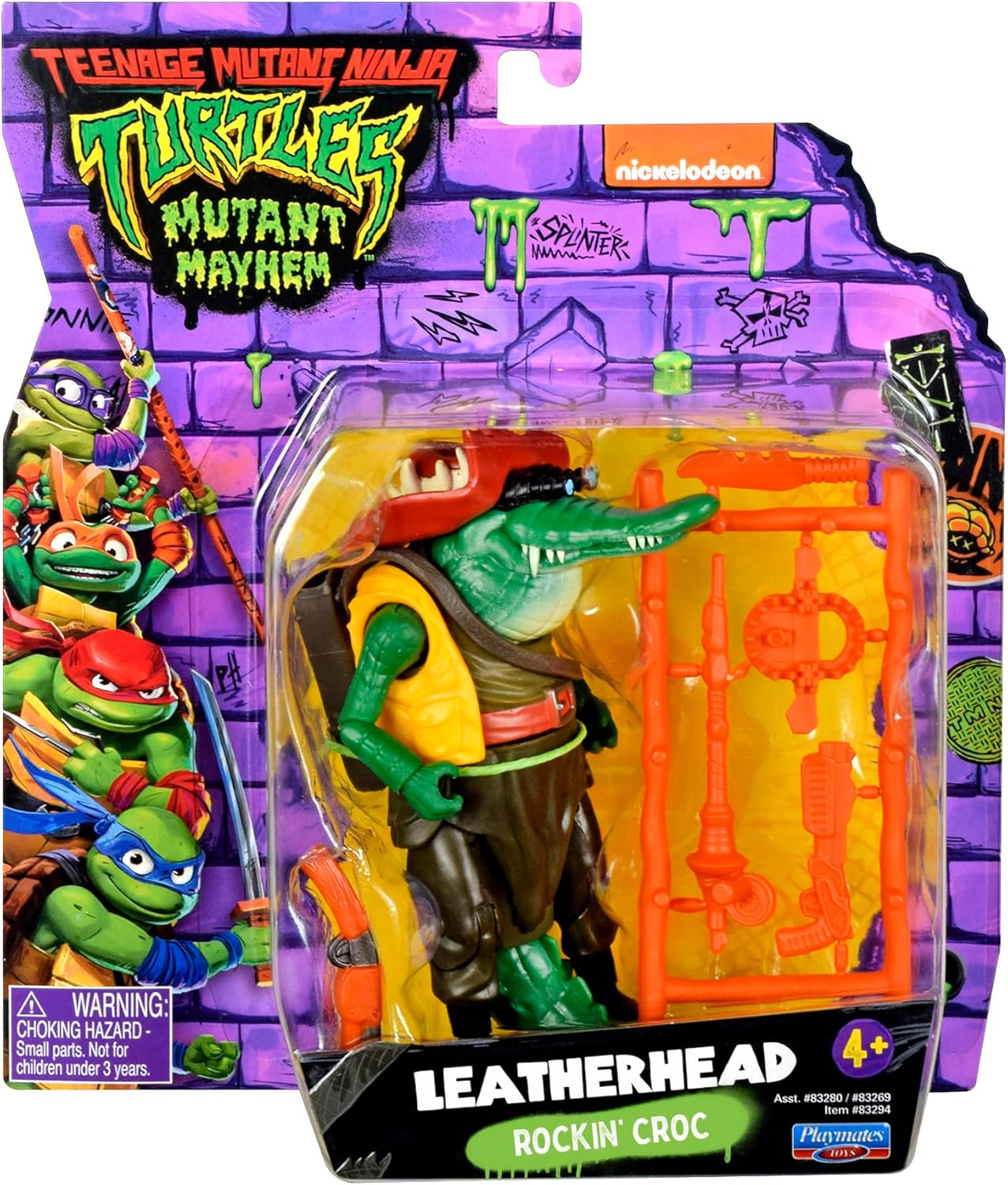 Teenage Mutant Ninja Turtles- Splinter Mutant Mayhem-Figura de acción básica de Cuero de 4.5 Pulgadas. Regalo Ideal para niños de 4 a 7 años y fanáticos de TMNT (Playmates 83294CO