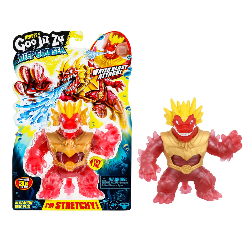 Heroes of Goo Jit Zu Deep Goo Sea Blazagon Hero Pack. Super Stretchy, Goo Filled Toy. With Water Blast Attack Feature. Stretch Him 3 Times His Size!