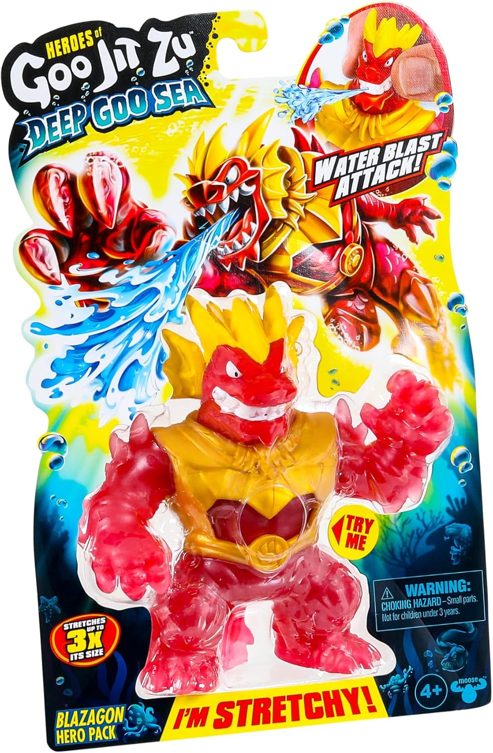 Heroes of Goo Jit Zu Deep Goo Sea Blazagon Hero Pack. Super Stretchy, Goo Filled Toy. With Water Blast Attack Feature. Stretch Him 3 Times His Size!