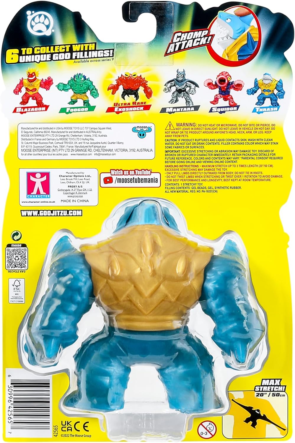 Heroes of Goo Jit Zu Deep Goo Sea Thrash Hero Pack. Super Squishy, Goo Filled Toy. With Chomp Attack Feature. Stretch Him 3 Times His Size!