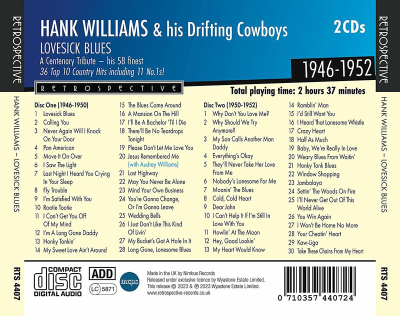 Lovesick Blues: A Centenary Tribute: His 58 Finest 1946-1952