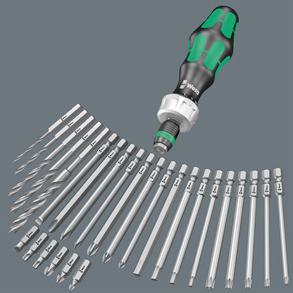 Wera Kraftform Kompakt 60 Ratchet Screwdriver & Bit Set, 17pc, 05051040001 & Bit-Check 30 Metal 1 General bit Set for Drill/Drivers, Metal Jointing, PZ,PH,Hex-Plus,TX 30 Piece, 05057434001