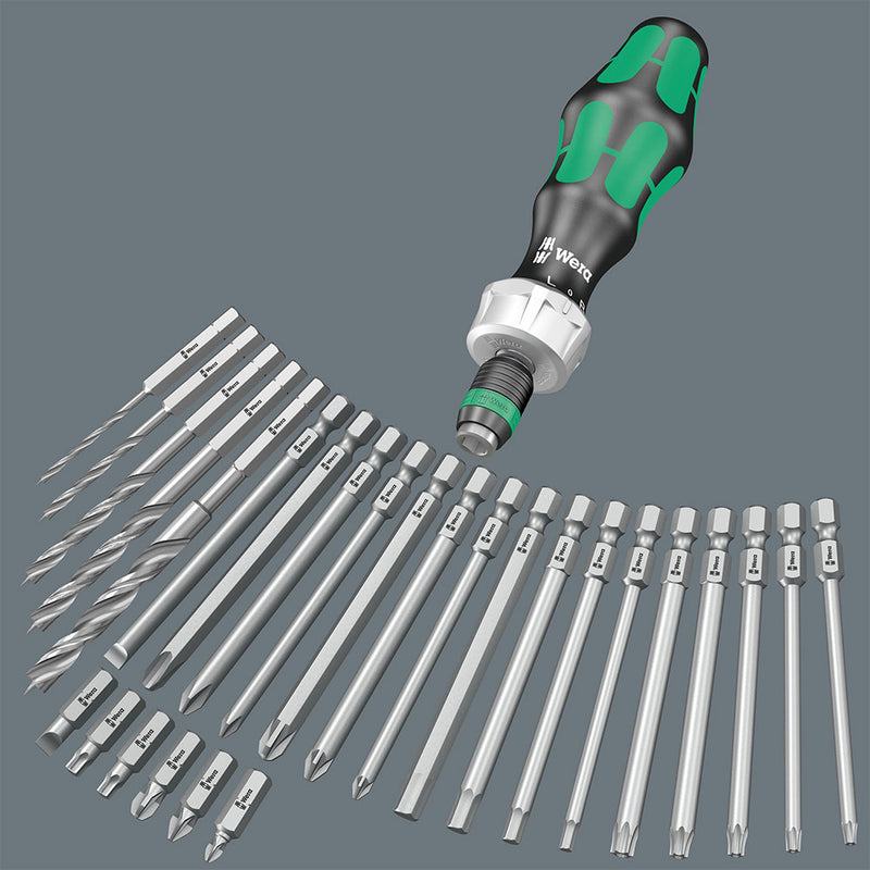 Wera Kraftform Kompakt 60 Ratchet Screwdriver & Bit Set, 17pc, 05051040001 & Bit-Check 30 Metal 1 General bit Set for Drill/Drivers, Metal Jointing, PZ,PH,Hex-Plus,TX 30 Piece, 05057434001