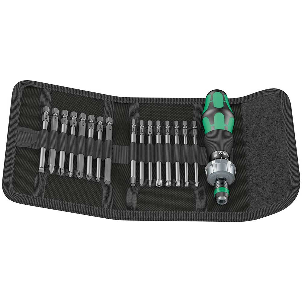Wera Kraftform Kompakt 60 Ratchet Screwdriver & Bit Set, 17pc, 05051040001 & Bit-Check 30 Metal 1 General bit Set for Drill/Drivers, Metal Jointing, PZ,PH,Hex-Plus,TX 30 Piece, 05057434001