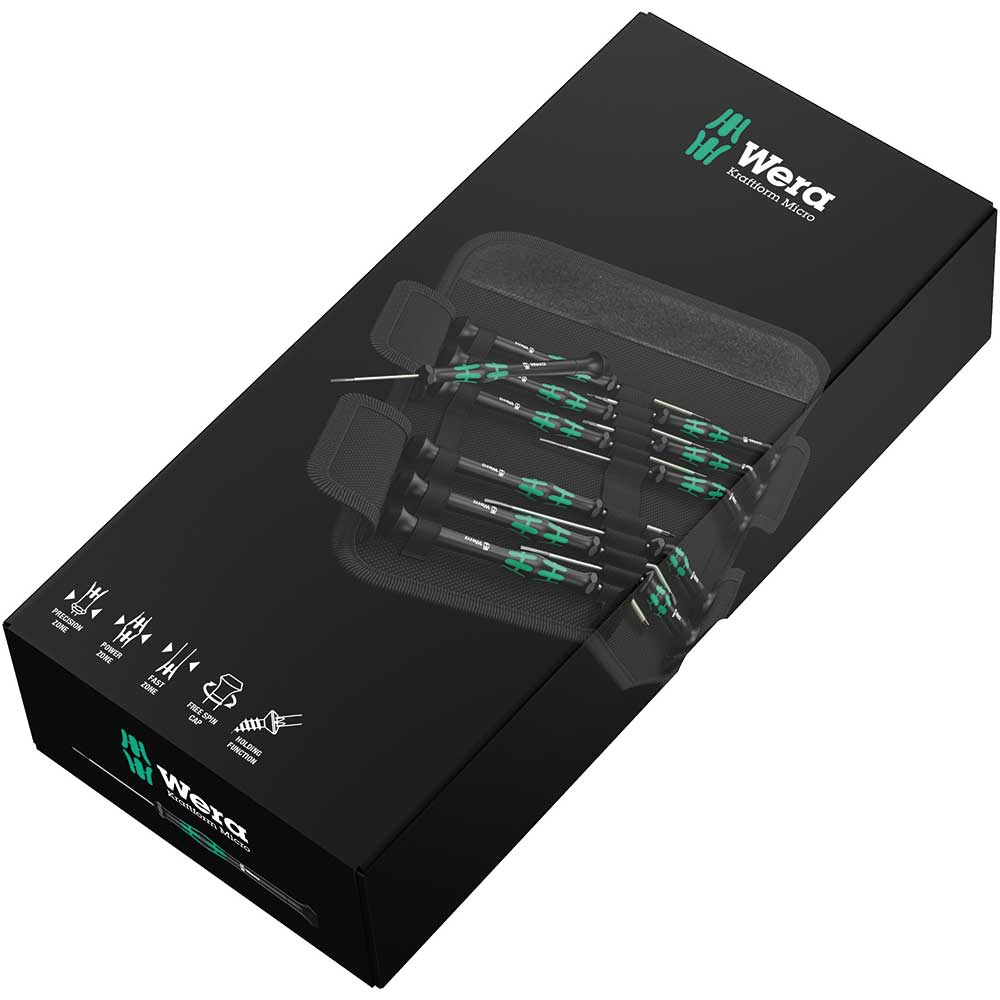 Wera Kraftform Micro Elektroniker Schraubendrehersatz, 12-teilig, Mehrfarbig, 05073675001