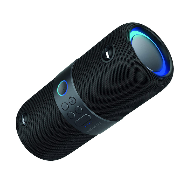 Ledwood Xtreme 180 – Bluetooth-Lautsprecher Version 2.0 TWS tragbar mit Gurt – kabelloser Lautsprecher mit LED-Lichtern – kraftvoller Klang – AUX – USB-Anschluss – FM-Radio (schwarz