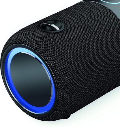 Ledwood Xtreme 180 – Bluetooth-Lautsprecher Version 2.0 TWS tragbar mit Gurt – kabelloser Lautsprecher mit LED-Lichtern – kraftvoller Klang – AUX – USB-Anschluss – FM-Radio (schwarz