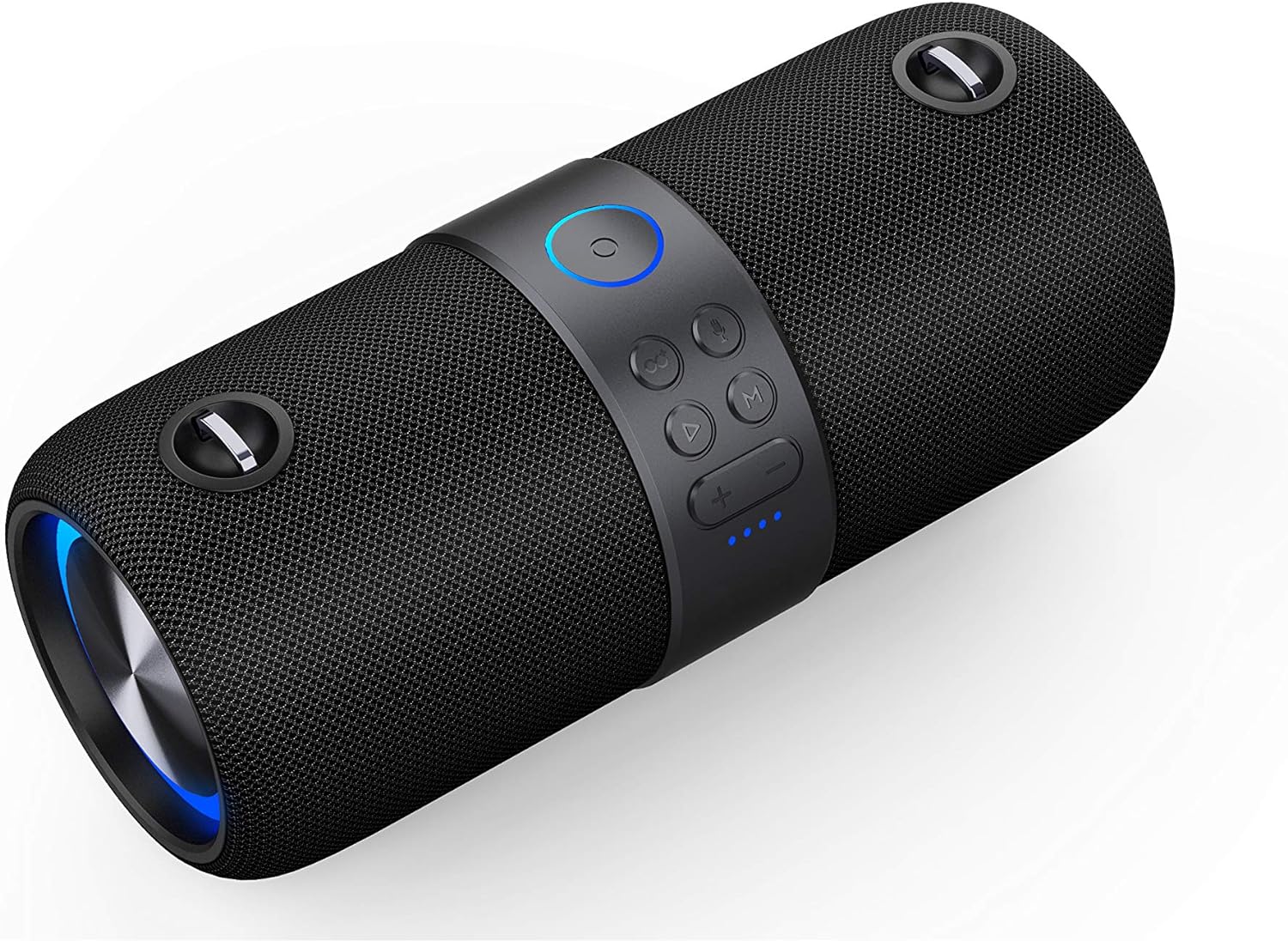 Ledwood Xtreme 180 – Bluetooth-Lautsprecher Version 2.0 TWS tragbar mit Gurt – kabelloser Lautsprecher mit LED-Lichtern – kraftvoller Klang – AUX – USB-Anschluss – FM-Radio (schwarz