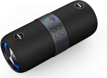 Ledwood Xtreme 180 – Bluetooth-Lautsprecher Version 2.0 TWS tragbar mit Gurt – kabelloser Lautsprecher mit LED-Lichtern – kraftvoller Klang – AUX – USB-Anschluss – FM-Radio (schwarz
