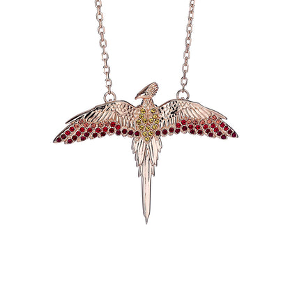 The Carat Shop Rose Gold überzog Sterlingsilber Fawkes Halskette mit Kristallen, Official Harry Potter Sterling Silver Fawkes Necklace Embellished with Swarovski® Crystals by The Carat Shop, Harry Potter Phoenix Halsketting koperkleurig Fan merch, Film, H