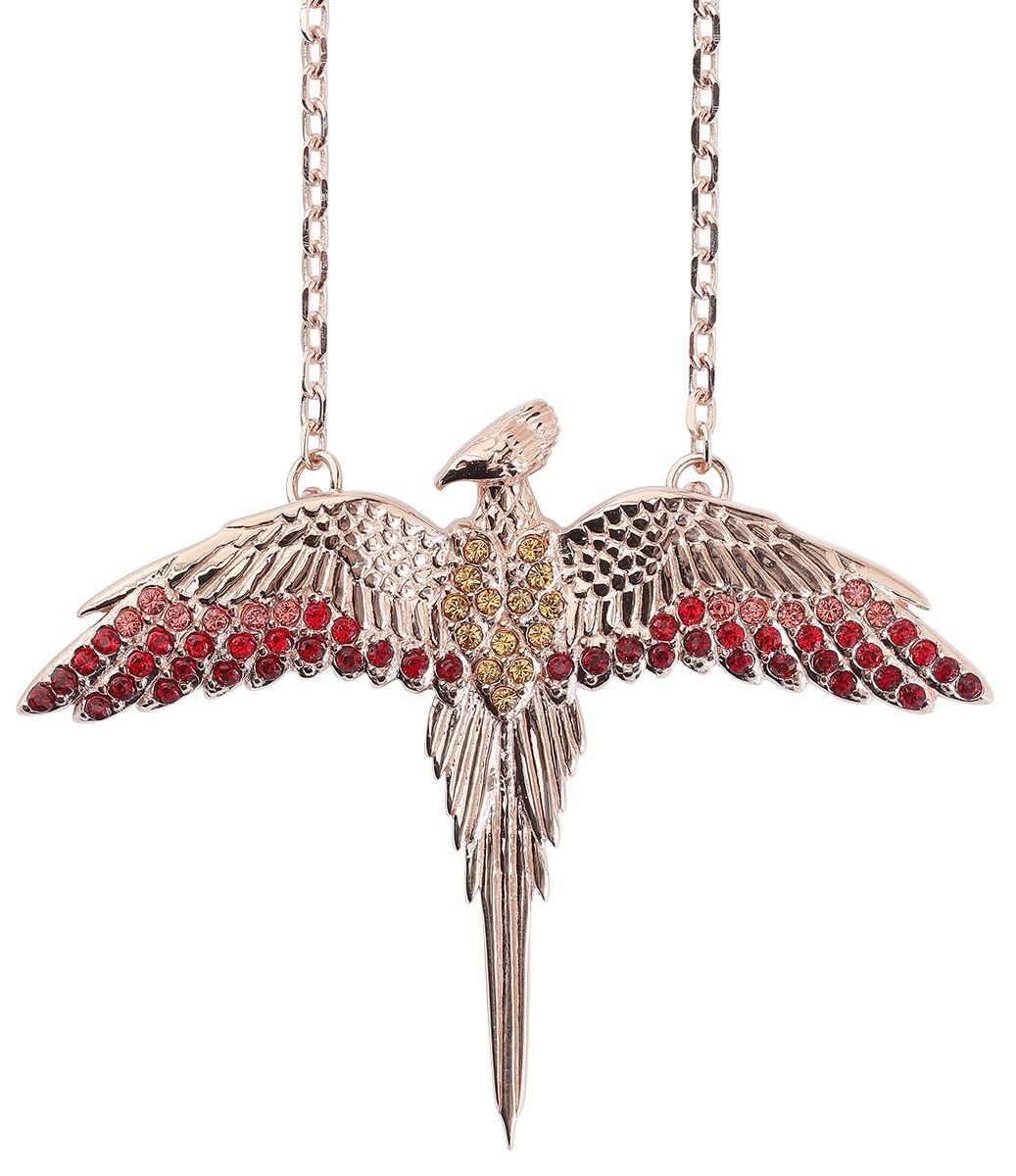 The Carat Shop Rose Gold überzog Sterlingsilber Fawkes Halskette mit Kristallen, Official Harry Potter Sterling Silver Fawkes Necklace Embellished with Swarovski® Crystals by The Carat Shop, Harry Potter Phoenix Halsketting koperkleurig Fan merch, Film, H