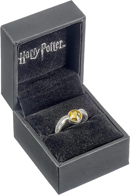 Harry Potter Official Sterling Silver Golden Snitch Crystal Ring (S) by The Carat Shop