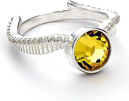 Harry Potter Official Sterling Silver Golden Snitch Crystal Ring (S) by The Carat Shop