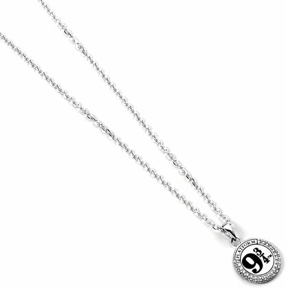 Harry Potter Official Sterling Silver Platform 9 3/4 Necklace Embellished with Crystals by The Carat Shop