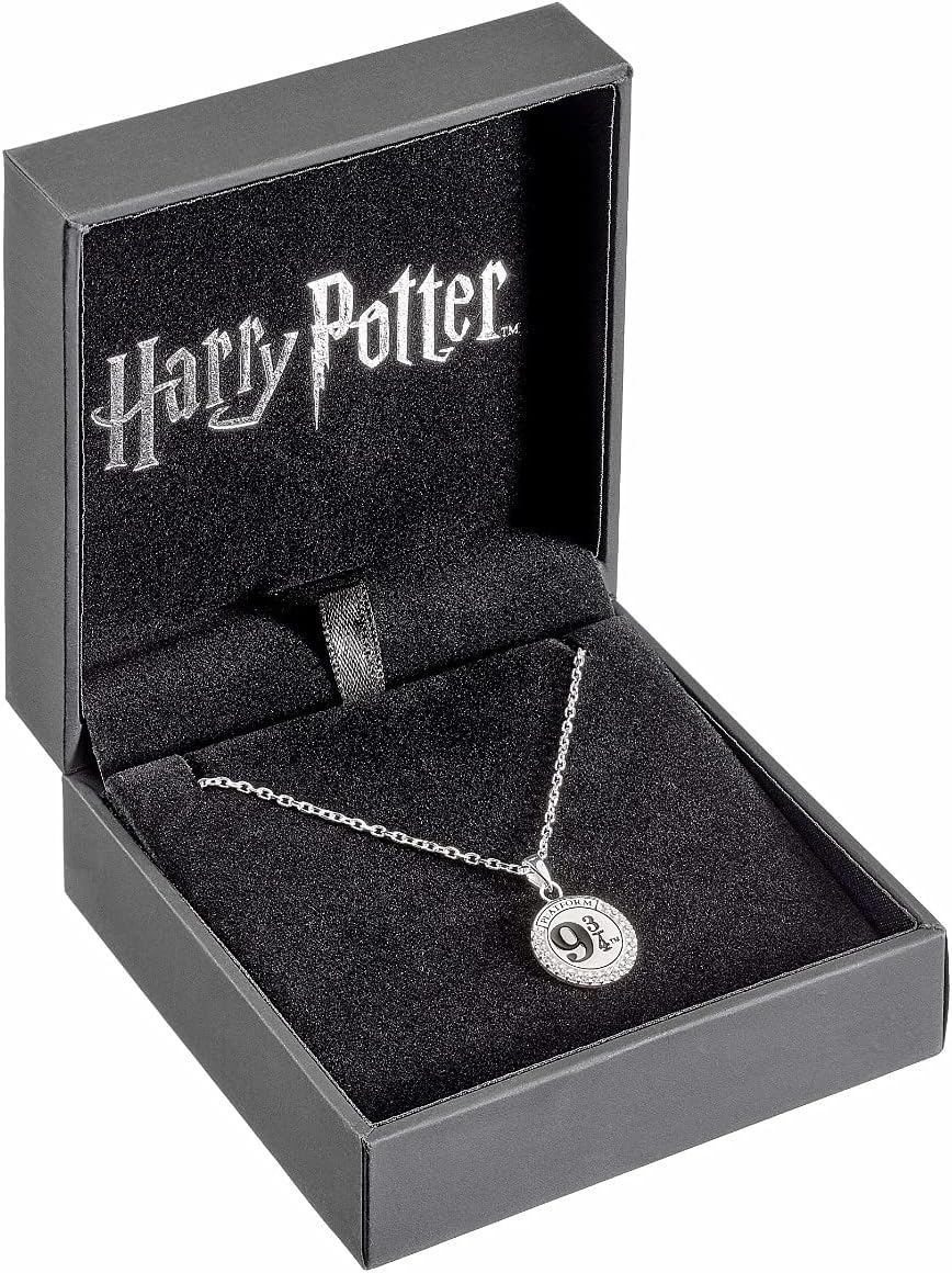Harry Potter Official Sterling Silver Platform 9 3/4 Necklace Embellished with Crystals by The Carat Shop
