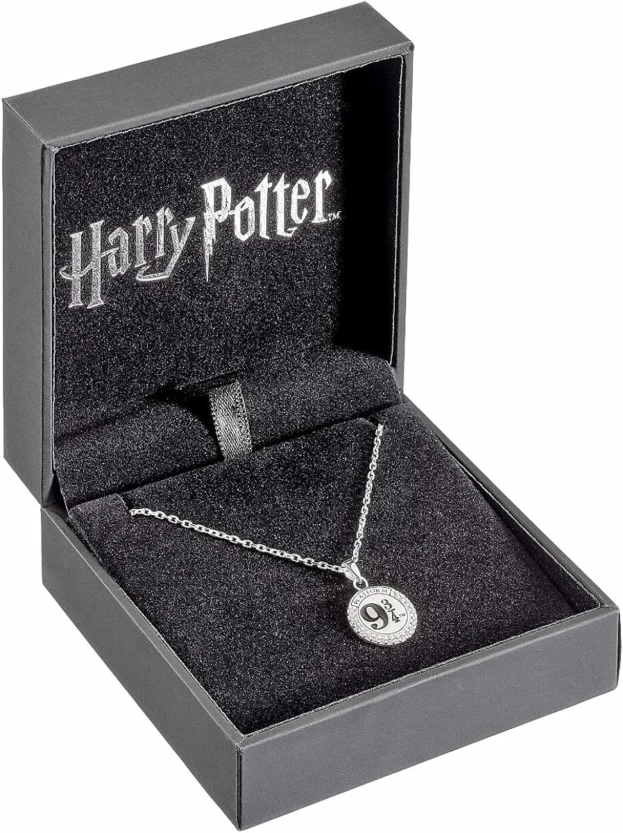Harry Potter Official Sterling Silver Platform 9 3/4 Necklace Embellished with Crystals by The Carat Shop