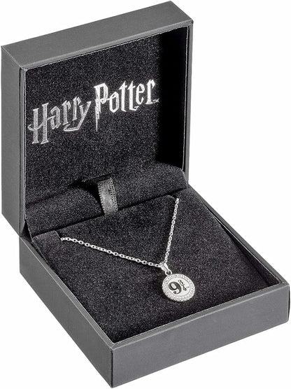 Harry Potter Official Sterling Silver Platform 9 3/4 Necklace Embellished with Crystals by The Carat Shop