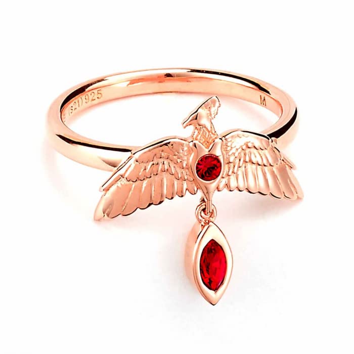Harry Potter Sterling Silver Fawkes Rose Gold Plated Ring Size Medium