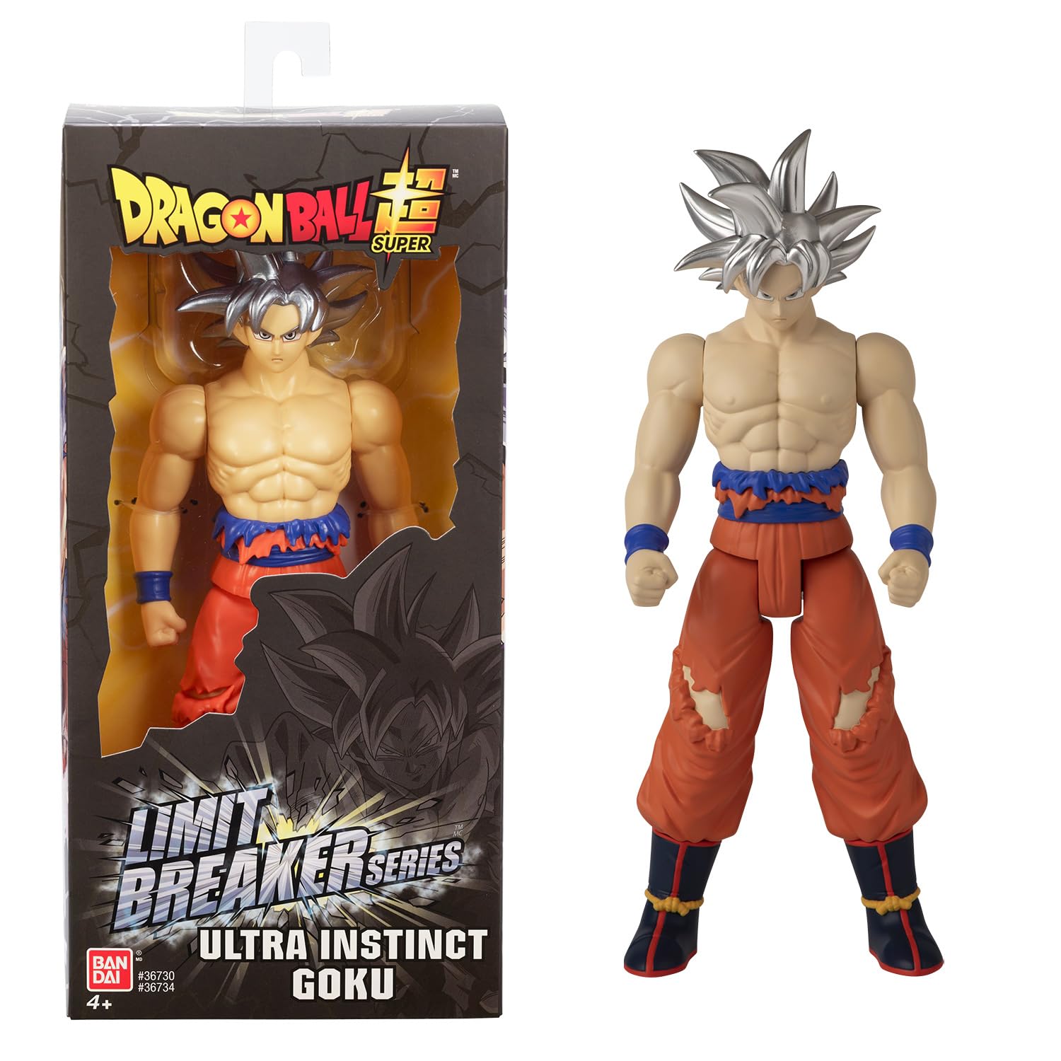 BANDAI - Dragon Ball Super - Goku Ultra Instinkt - Limit Breaker Figur 30 cm - Offizielle Dragon Ball Lizenz - Große Gelenkige Goku Ultra Instinct Figur - Spielzeug für Kinder ab 4 Jahren - 36734