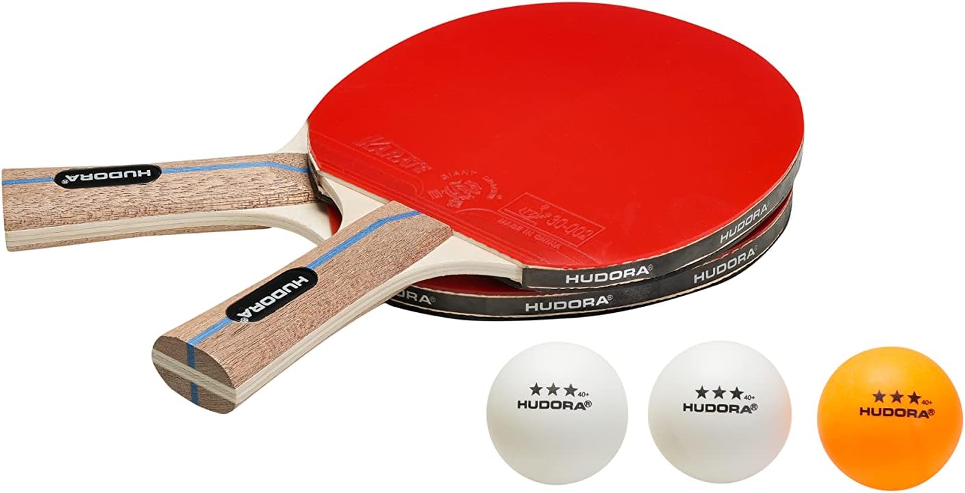 HUDORA Tischtennisset Tournament/Game/Match - Tischtennisschläger + Bälle - Mit Tasche - Für Anfänger und Profis Indoor & Outdoor Game table tennis set